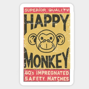 Happy Monkey Safety Matches Vintage Sticker